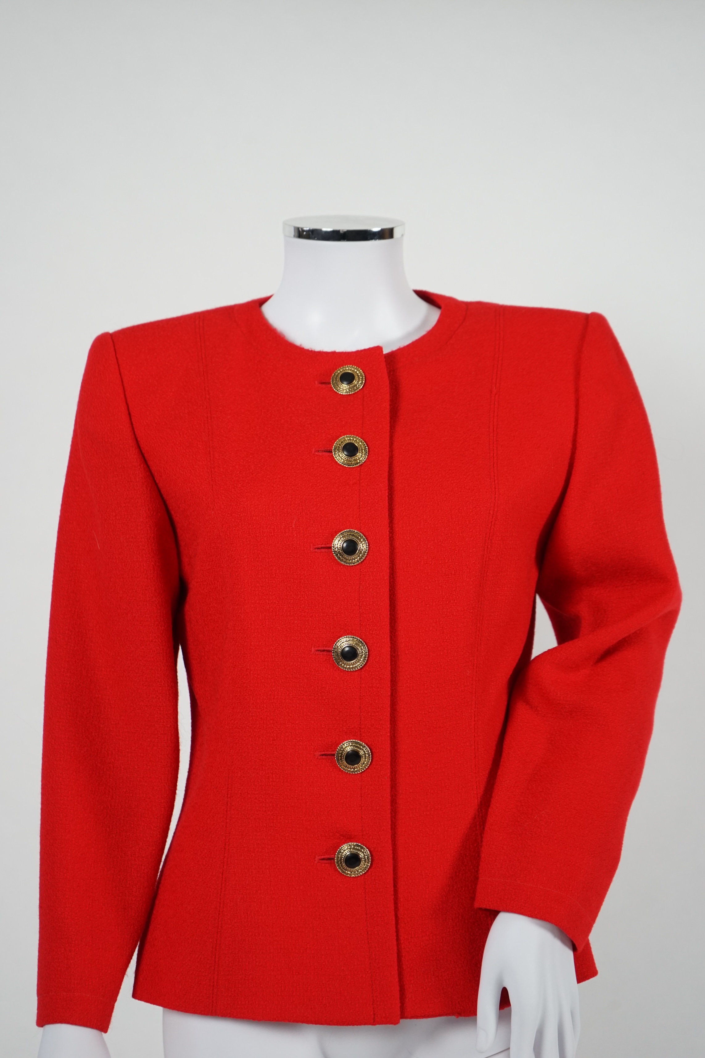 Three vintage Yves Saint Laurent variation lady's skirt suits, F 38 (UK 10). Please note alterations to make the waist smaller may have been carried out on some of the skirts. Proceeds to Happy Paws Puppy Rescue.